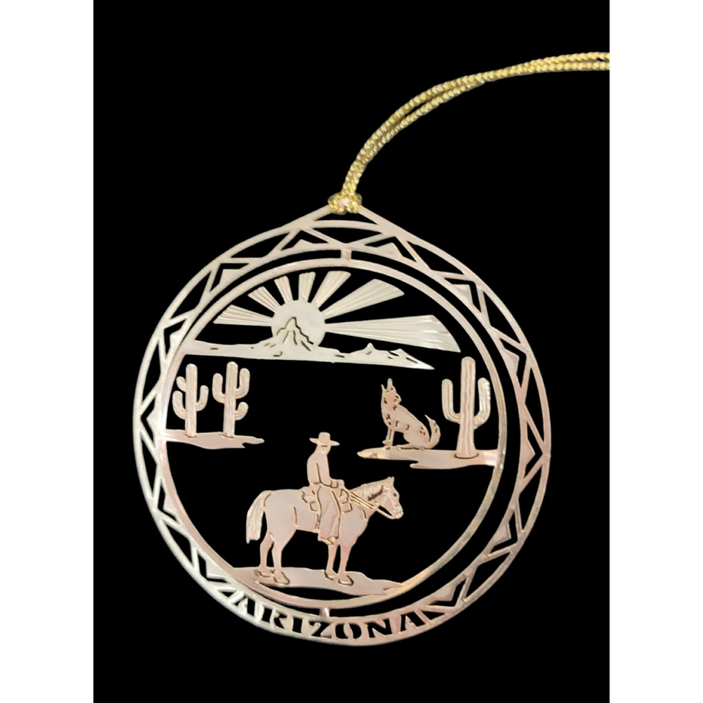 Vintage National Treasures Arizona Desert 24K Gold Brass Tree Ornament